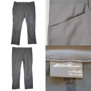 Eddie Bauer Pants Men’s Size 40x30 Gray Straight Leg Flat Front Nylon Hike 40